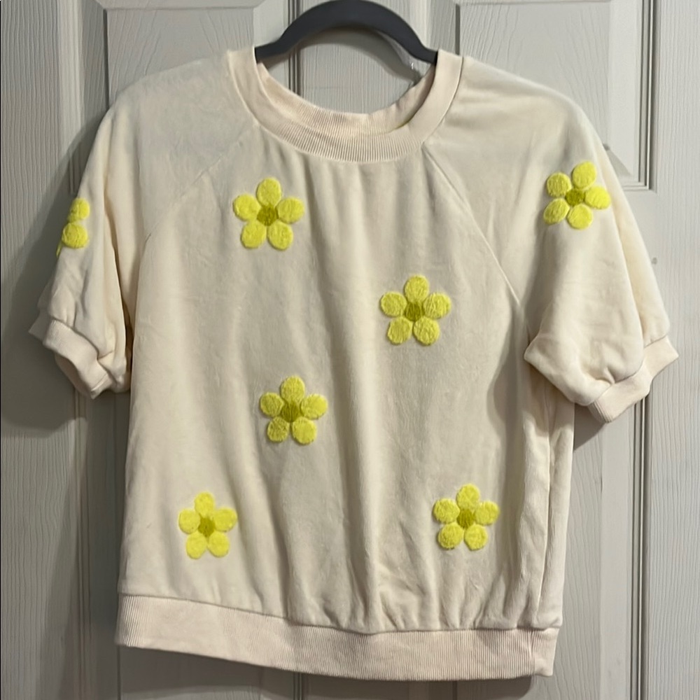 Current Air Cream and Yellow Floral Sweatshirt